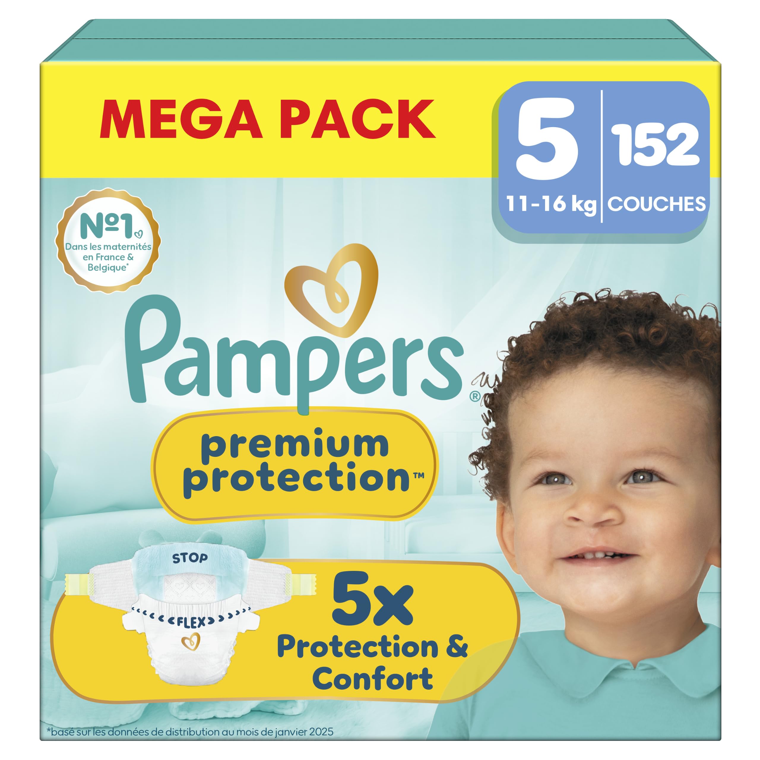 Pampers Premium Protection Nappies Size 5 x152 Pack 1 Month | 11kg-16kg Our #1 S