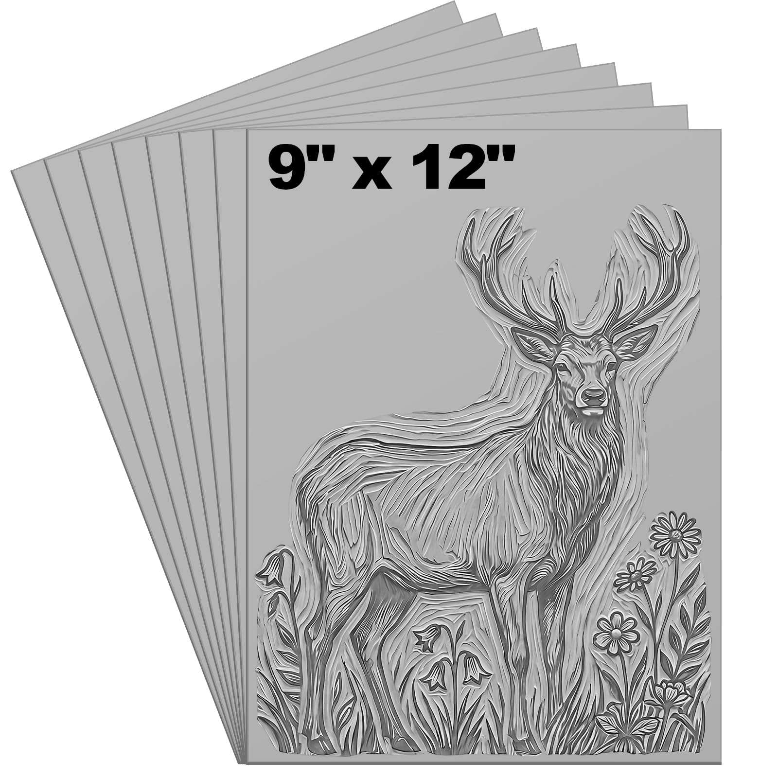 Yeaqee 8 Pcs 9 x 12 Inch Linoleum Blocks for Printmaking, Gray | Rubber Linocut 
