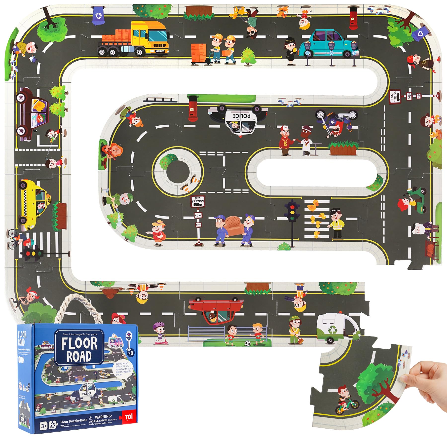 TOI Giant Floor Puzzle for Kids Ages 3-5, 2x3 Feet Road Track Puzzle | Toddlers 