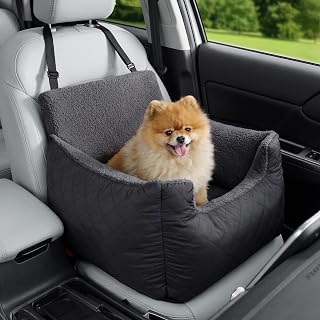 Lesure Waterproof Small Dog Booster Car Seat, 54.5x49.5x38cm, Dark Grey | Car Dog Seat For Medium Dog, Clip-On Leash For Pet Travel Carrier Bed