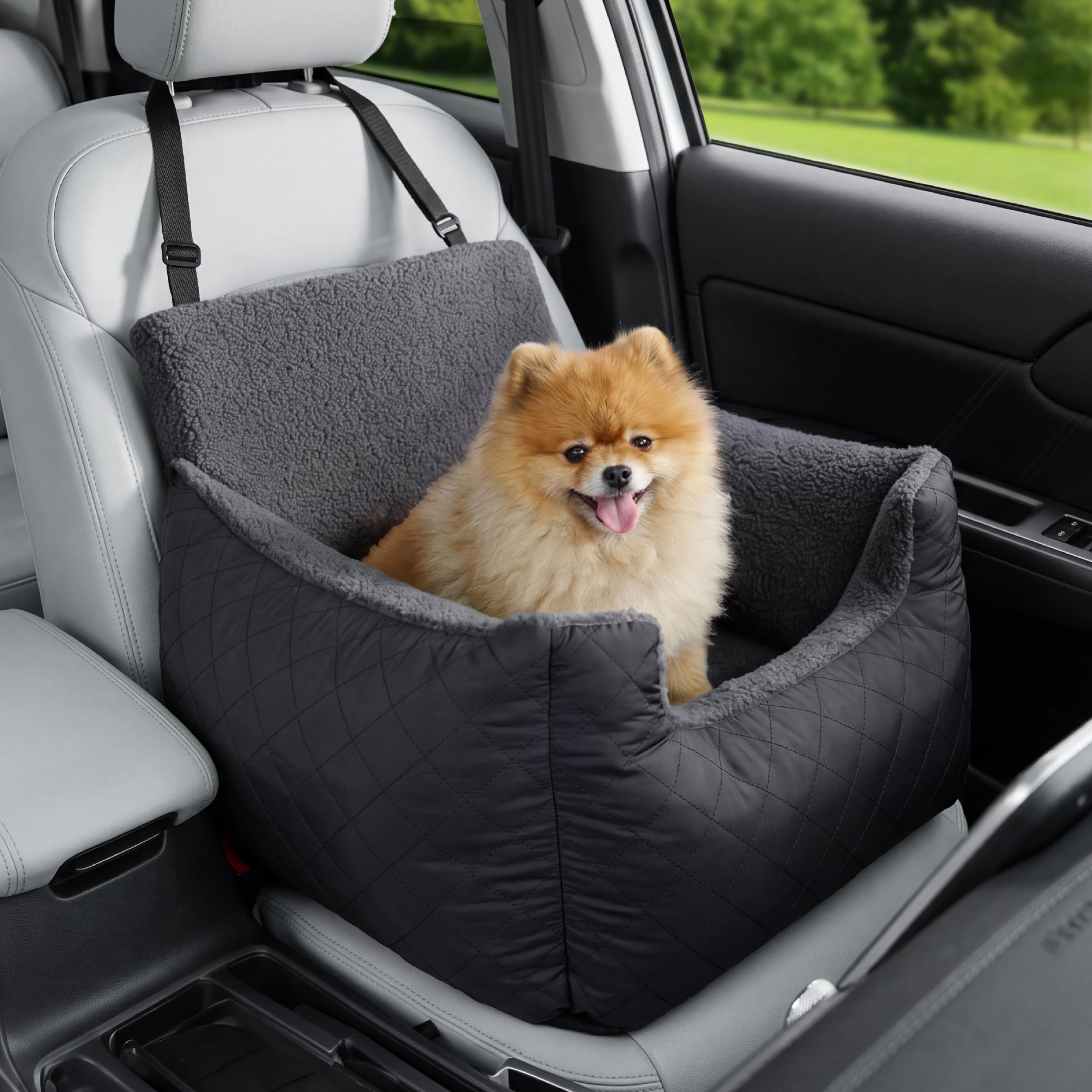 Lesure Waterproof Small Dog Booster Car Seat, 54.5x49.5x38cm, Dark Grey | Car Do