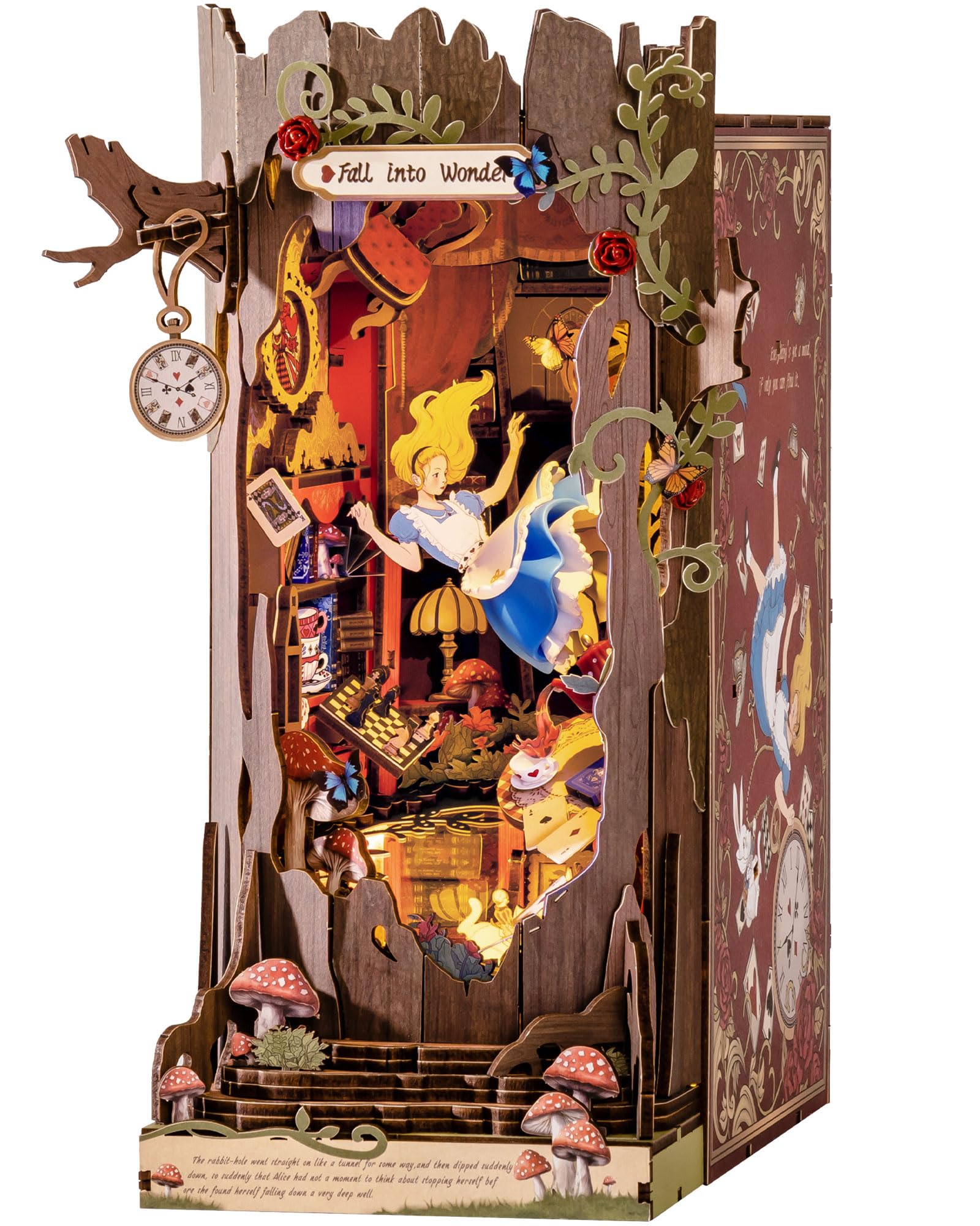 Rolife Book Nook Kit Fall into Wonder DIY Miniature Kit, 9.9" Tree Hollow Bookno