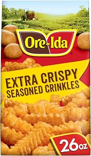 Ore-Ida Frozen Extra Crispy French Fries Seasoned Crinkles, 26 oz Bag | for Easy Snacks and Dinner Sides Gluten-Free Gluten Free