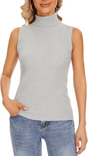 Women's Sleeveless Turtleneck Slim Fit Knit Sleeveless Vest