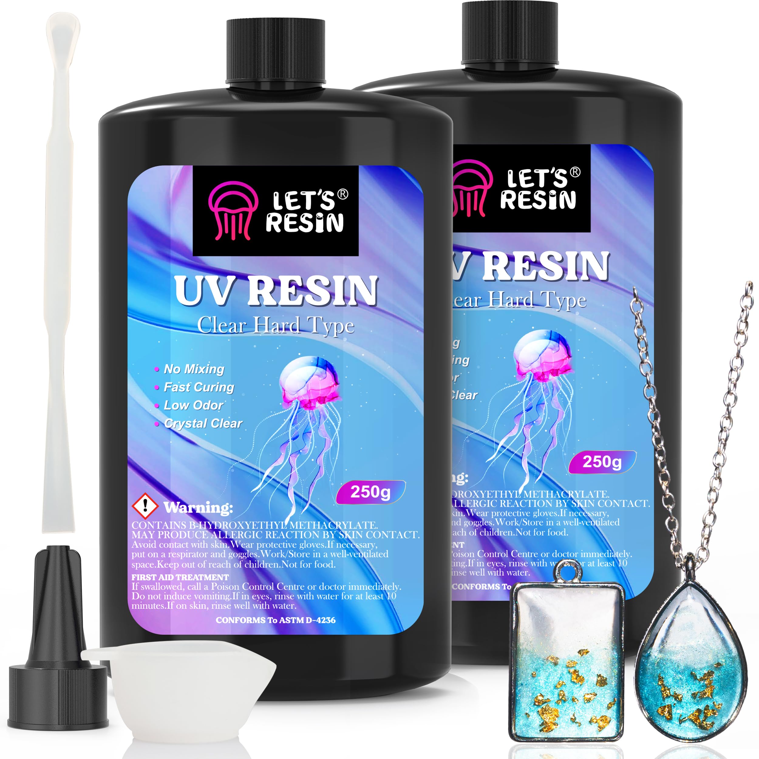 LET'S RESIN UV Resin, 500g Hard Ultraviolet Epoxy Resin for Jewelry Making | Cry