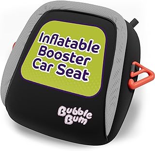 BubbleBum Inflatable Travel Booster Seat – Portable Backless Kids Car Seat | Narrow Slim Design Fits 3 Across – Lightweight Safe for Travel & Daily Use for Kids Aged 4-11 and 15-36 KG – Black