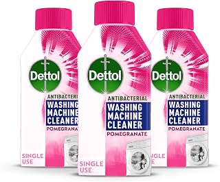Dettol, Washing Machine Cleaner, Pomegranate, 750ml (250ml x 3pck) Antibacterial, Removes Bacteria, Odours, Limescale and Hidden Dirt, Lasting Freshness, Kills 99.9 Percent of Bacteria