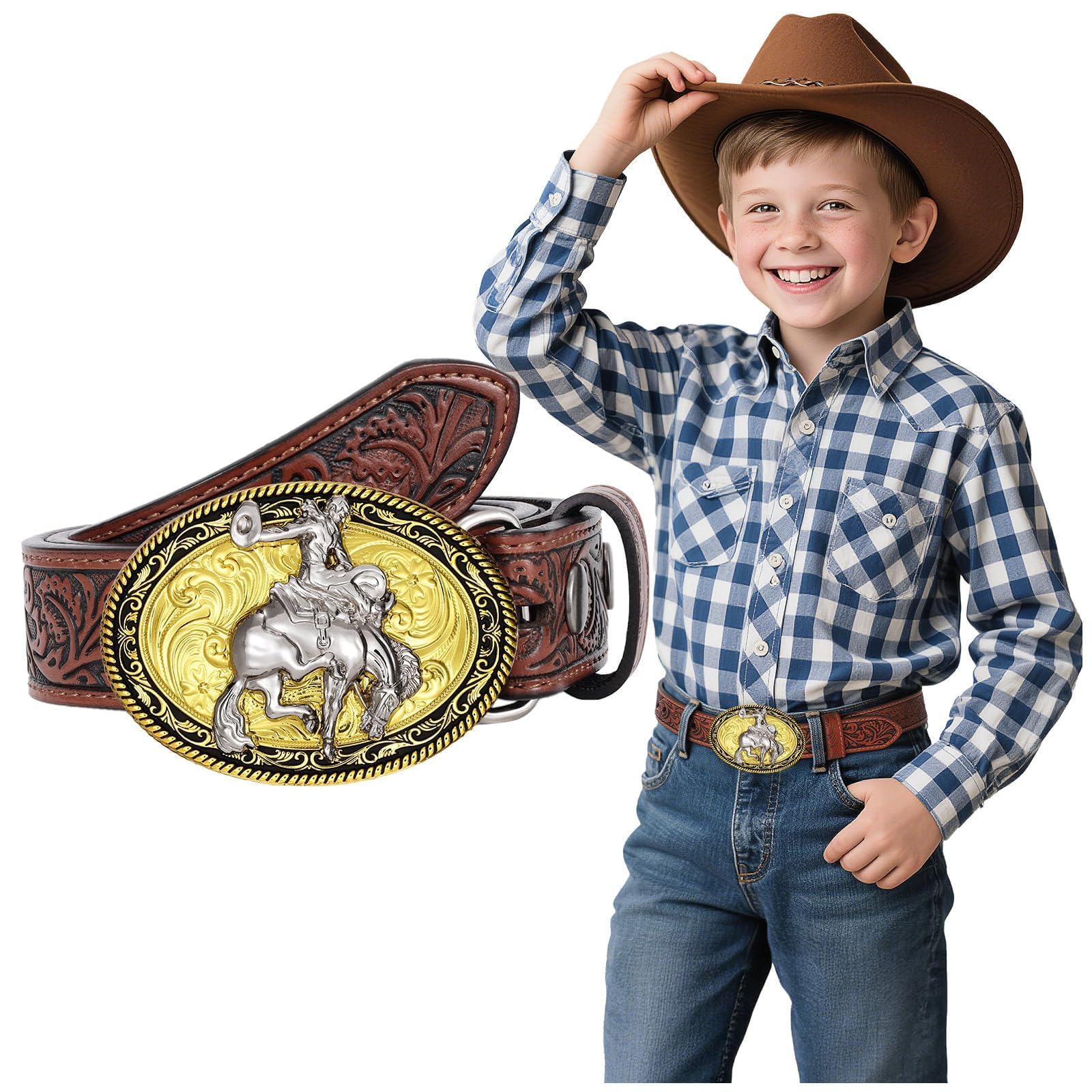 BELTROAD Kid Western Belt for Boys Girls Toddlers Cowboy Leather Belts