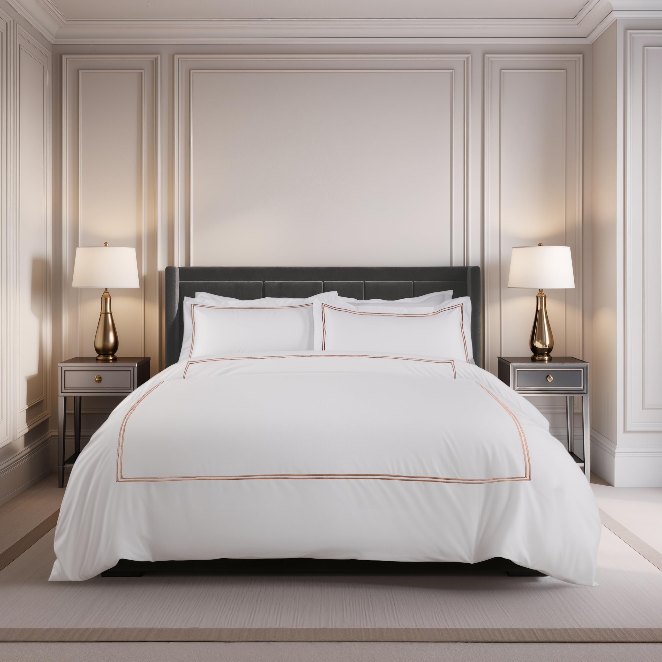 Emma Barclay Mayfair Embroidered Duvet Cover Set with Oxford Pillowcase Taupe