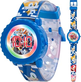Sonic The Hedgehog Kids Digital Watch – Flashing LED Light-Up Display, Easy-to-Read Time, Adjustable Strap, and Sonic Character Design – Fits Wrists from 5.5" to 8"