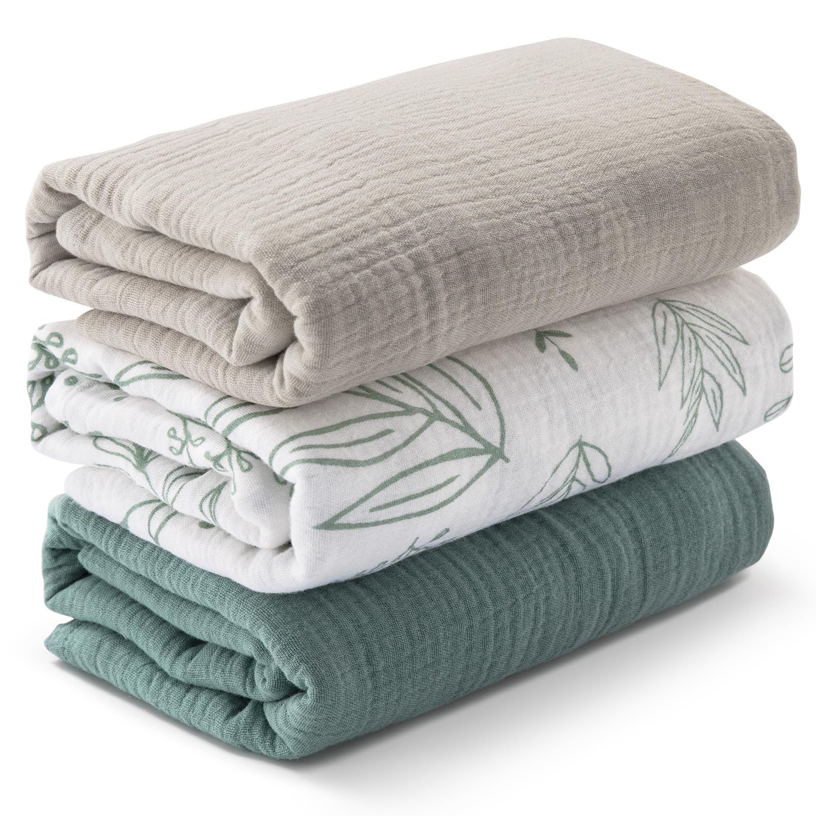 Muslin Swaddle Blankets for Newborn, 3 Pack Breathable Soft Receiving Blanket, L