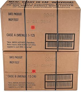 Ameriqual 24ct US Military Surplus MRE Meals Ready to Eat 2021 Inspect A+B Case Bundle Menus 1-24