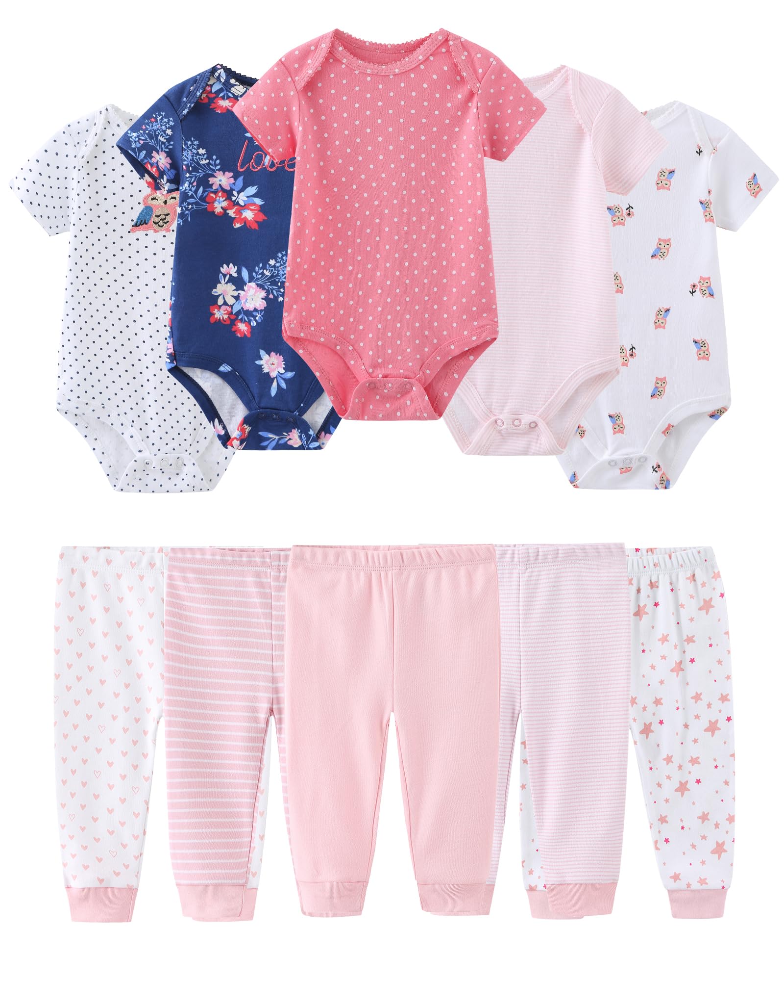 Baby Girl Bodysuit and Pant Set Cotton Ribbed Mix Summer Infant Girls Clothes Ou