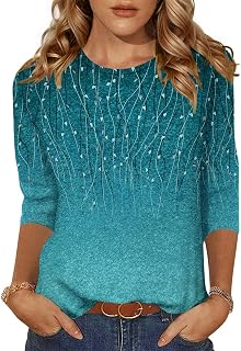 Zeagoo Women's 3/4 Sleeve Blouses Casual V-Neck Basic T Shirts Work Blouses for Summer Autumn 2025