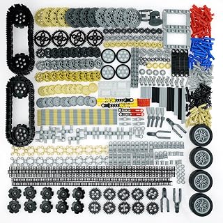 Pamvava Gears Wheels Axles Motor Sets,Building Block Technic Pieces Parts | Car Tires Chain Pins Block Accessories,Shock Absorber Steering Shaft Gearbox Brick,Compatible with Major Brands Block