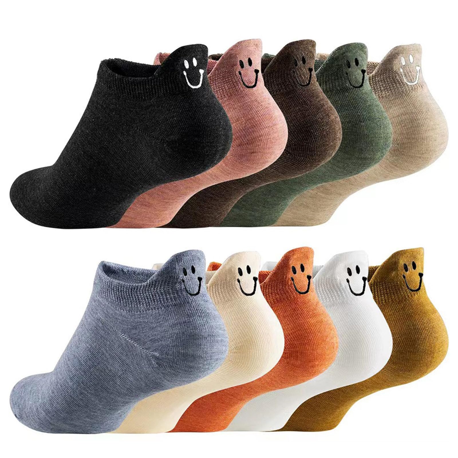 10 Pairs Embroidered Ankle Socks, Simple Comfortable Low Cut Socks