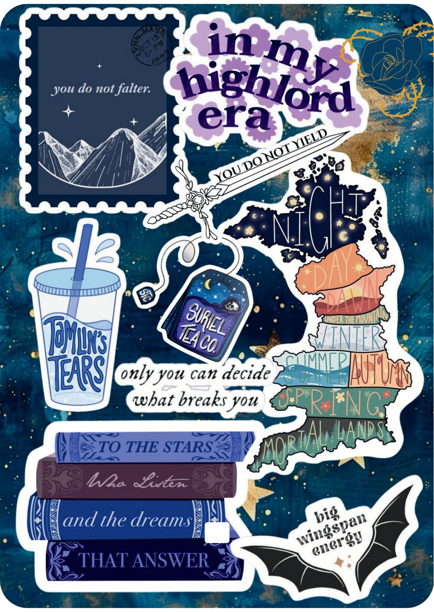 Fantasy Kindle Insert – ACOTAR Inspired Bookish Decor for Clear Kindle Cases – G