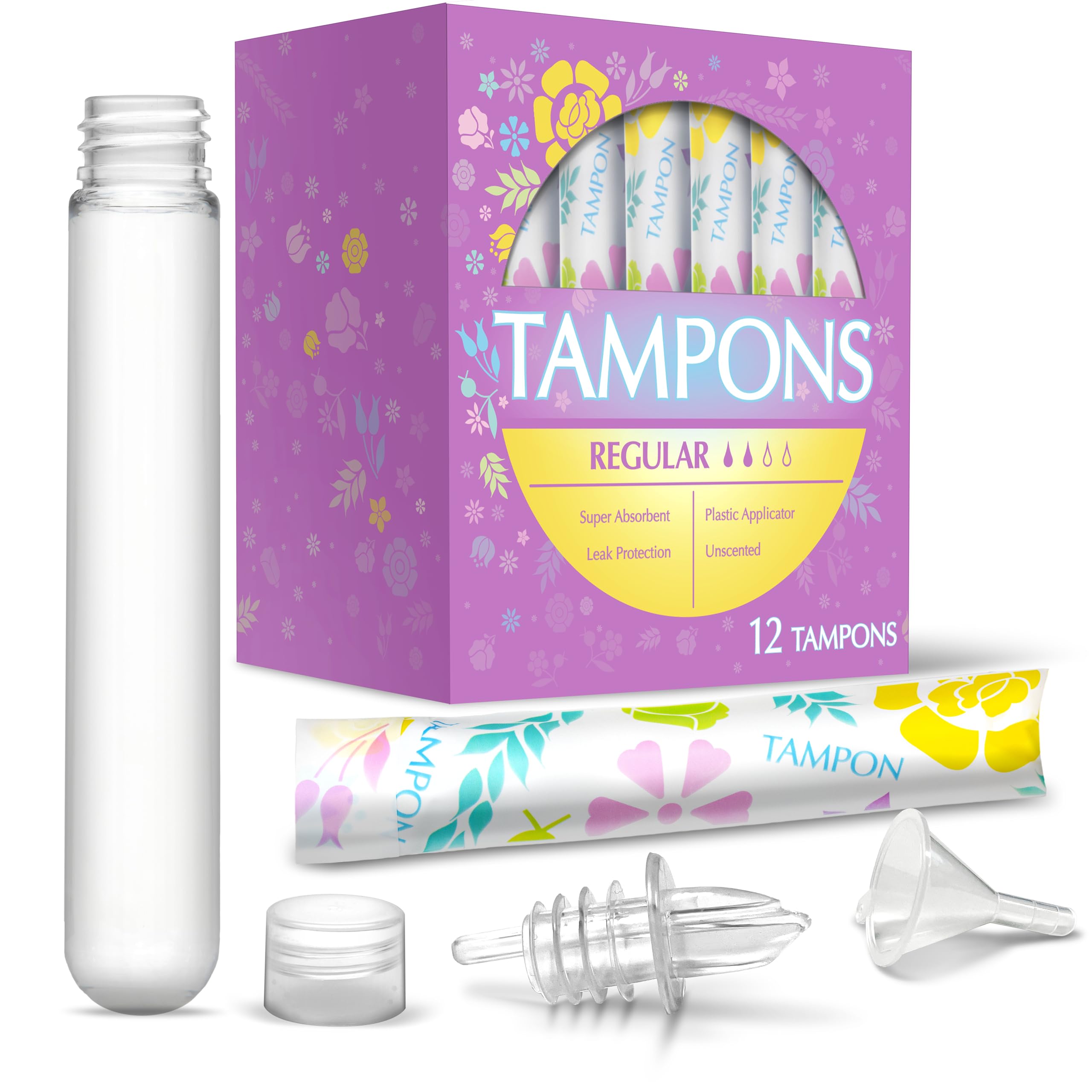 GoPong Tampon Flasks 12 Pack (18 oz Total) - Hidden Alcohol Travel Flasks for Wo