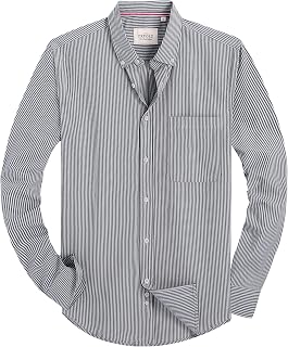 Alimens & Gentle Mens Solid Oxford Shirt Long Sleeve Dress Shirt Work Casual Button Down Shirts with Pocket