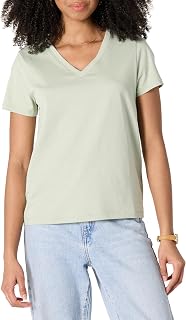 Amazon Essentials Women's T-Shirt V-Neck Short Sleeves 100% Cotton Classic Fit