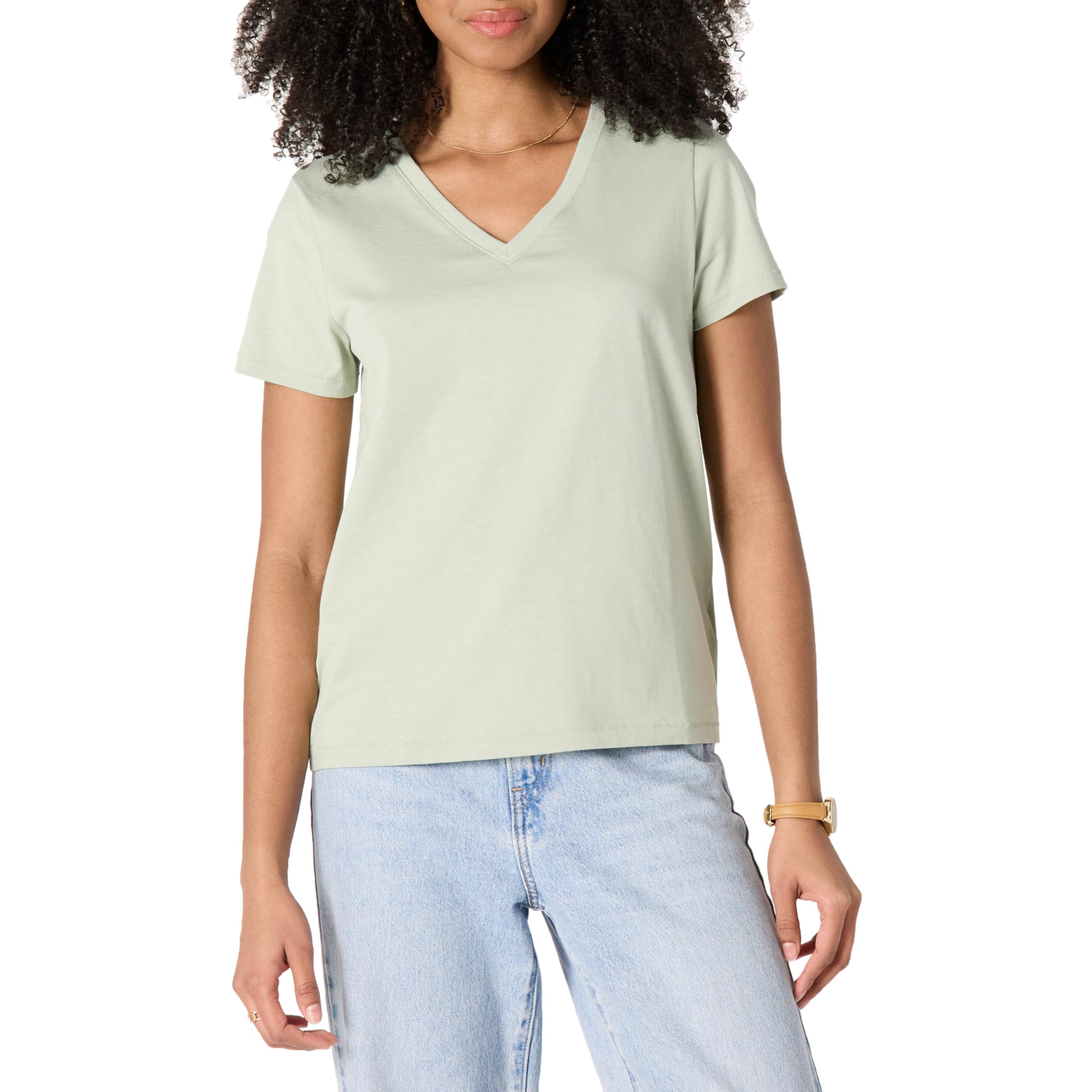 Amazon Essentials Women's T-Shirt V-Neck Short Sleeves 100% Cotton Classic Fit