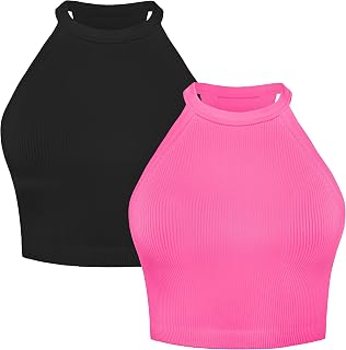 Sunzel Women's Ribbed High Neck High Neck Seamless Sleeveless Tank Top