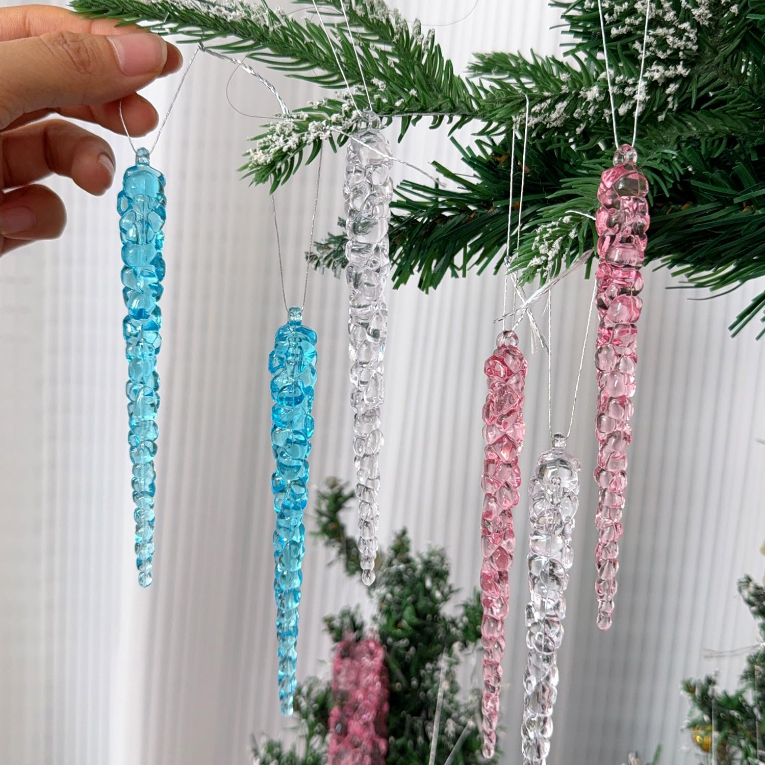 12pcs/set Christmas Popsicles Acrylic Hanging Ornament Transparent Simulation Ic