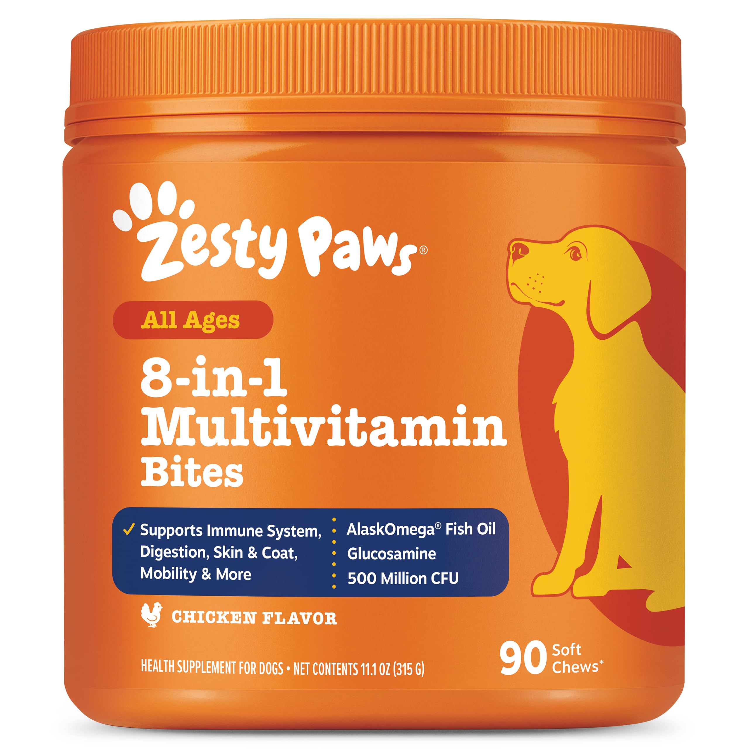 Zesty Paws Dog Vitamins - Dog Multivitamin Chews, Chicken, 90 Ct | Dog Vitamins 