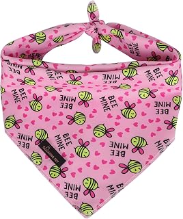 ARING PET Bee Dog Bandanas, Spring Yellow Pink Bees Pet Bandana Scarf Triangle Bibs for Puppy Small Medium Large Boy Girl Dogs Cats-S