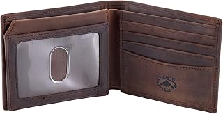 Stealth Mode Brown Leather Bifold Wallet for Men With ID Window and RFID Blocking, One Size