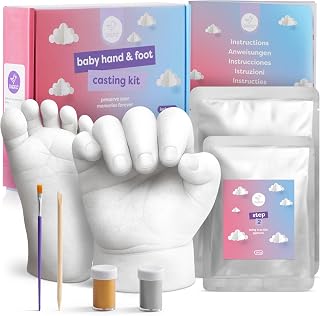 Chuckle Baby Casting Kit, 3D Hand and Foot Mould Set for Newborn, 2 Casts | Handprint & Footprint Keepsake for Babies, Moulding for Hands & Feet, Alginate & Plaster Powder, Sculpture & Memory Gift