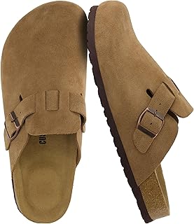 CUSHIONAIRE Haze Mens Genuine Suede Clogs Comfortable Adjustable Buckle