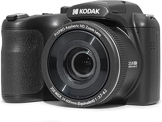 KODAK PIXPRO AZ255 16MP Digital Camera, 25x Optical Zoom, AA, OIS, Black | 1080p Full HD Video, 24mm Wide Angle Lens, 3 Inch LCD, Optical Image Stabilization, Vlogging Camera, Bridge Camera
