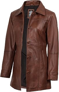 fjackets Women's Leather Jacket - Real Lambskin Leather Car Coat For Women - Stylish Workwear Button Closure