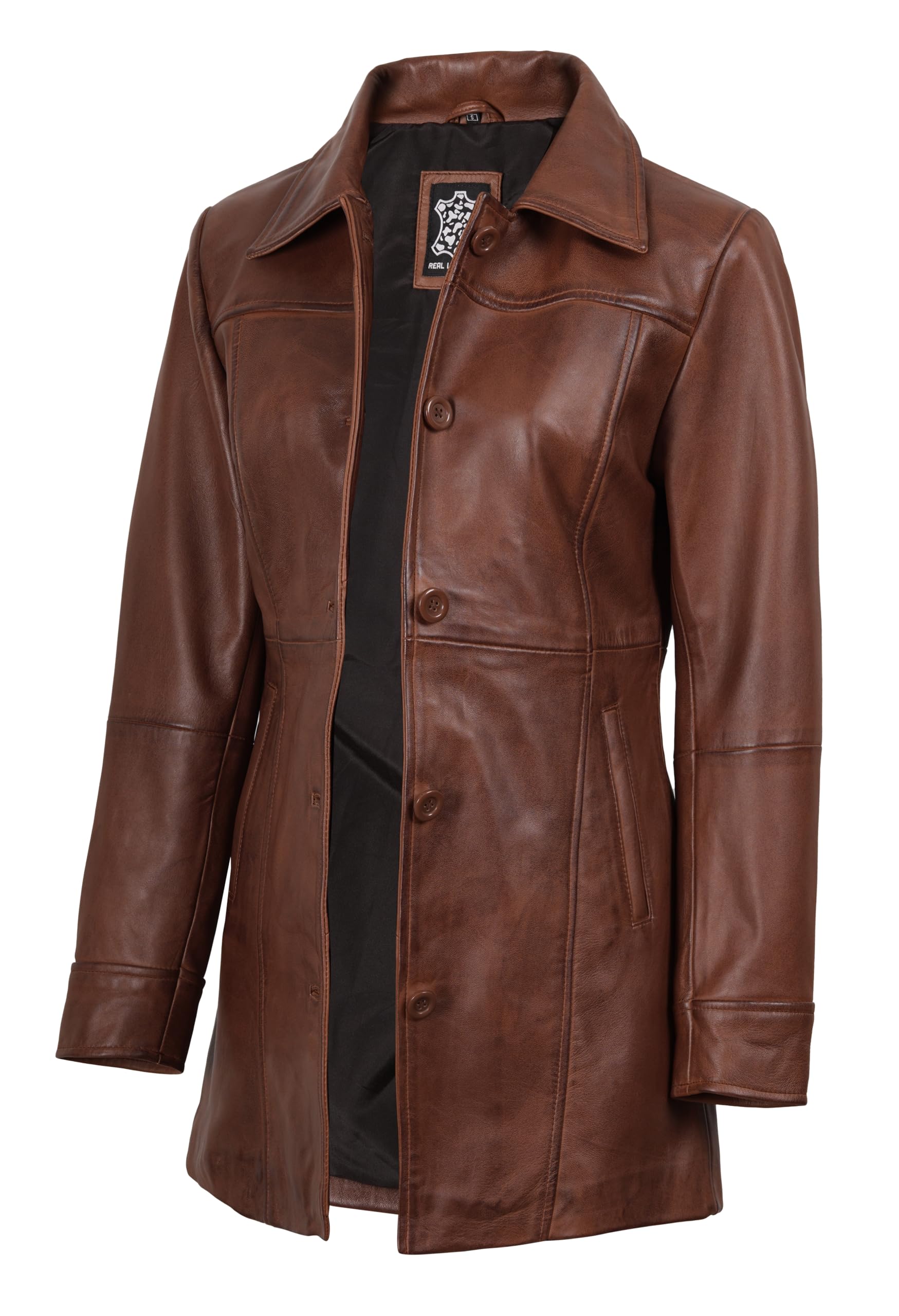 fjackets Women's Leather Jacket - Real Lambskin Leather Car Coat For Women - Sty