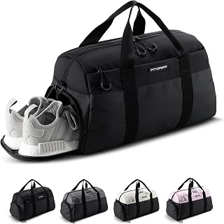 Fitgriff® Sac de Sport Homme & Femme V2 - Sacs de Voyage avec Compartiments Chaussures et Humide, pour Gym, Fitness, Musculation, Weekend (Noir Intégral, 56 x 30 x 32 cm (Medium))