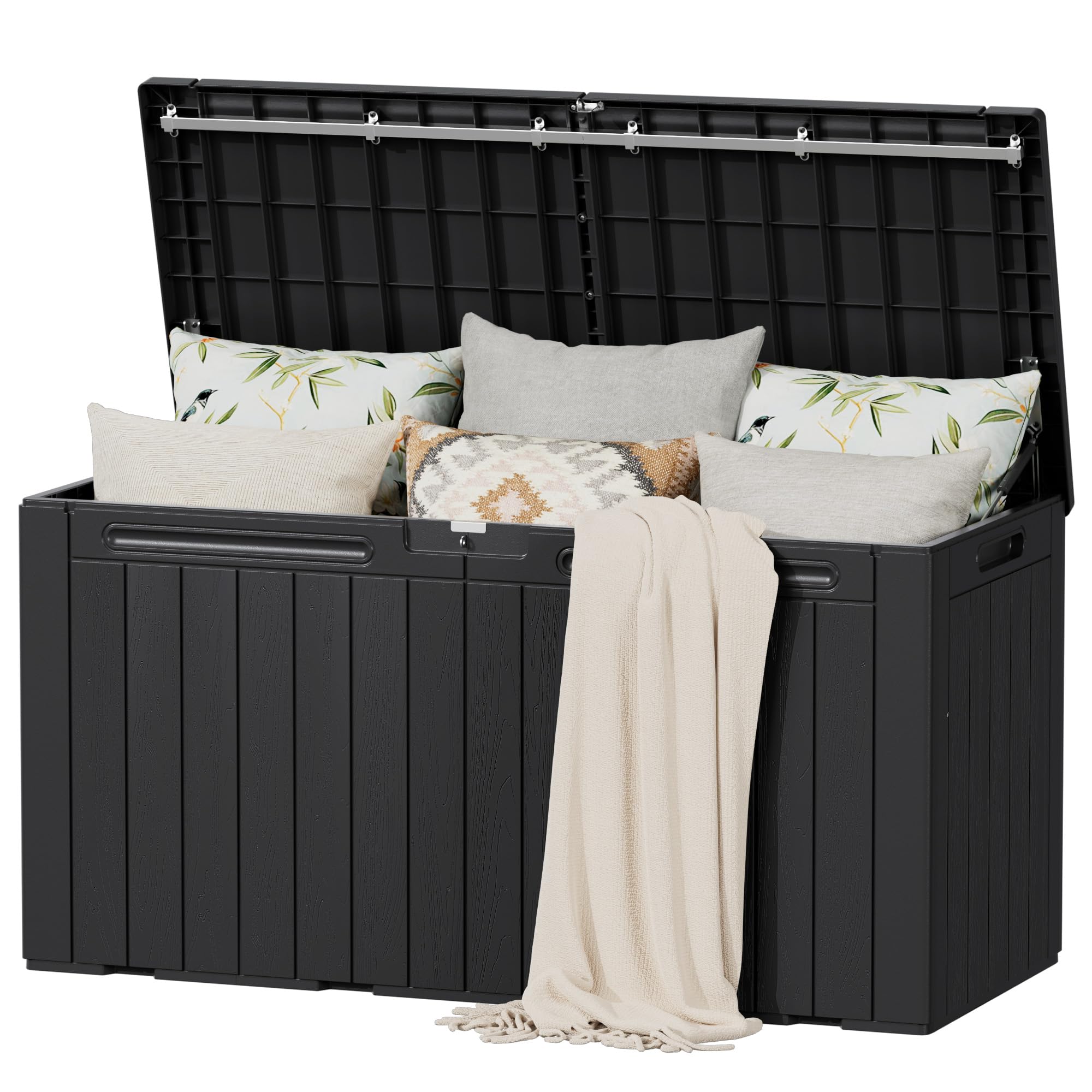Flamaker 100 Gallon Resin Deck Box, Large Outdoor Storage Box Waterproof | Locka