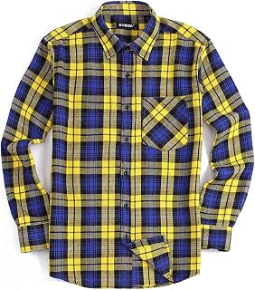 DOKKIA Mens Casual Long Sleeve Dress Buffalo Plaid Flannel Shirt