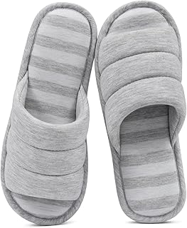 shevalues womens open toe slippers soft cotton house slippers for women indoor slippers memory foam slippers