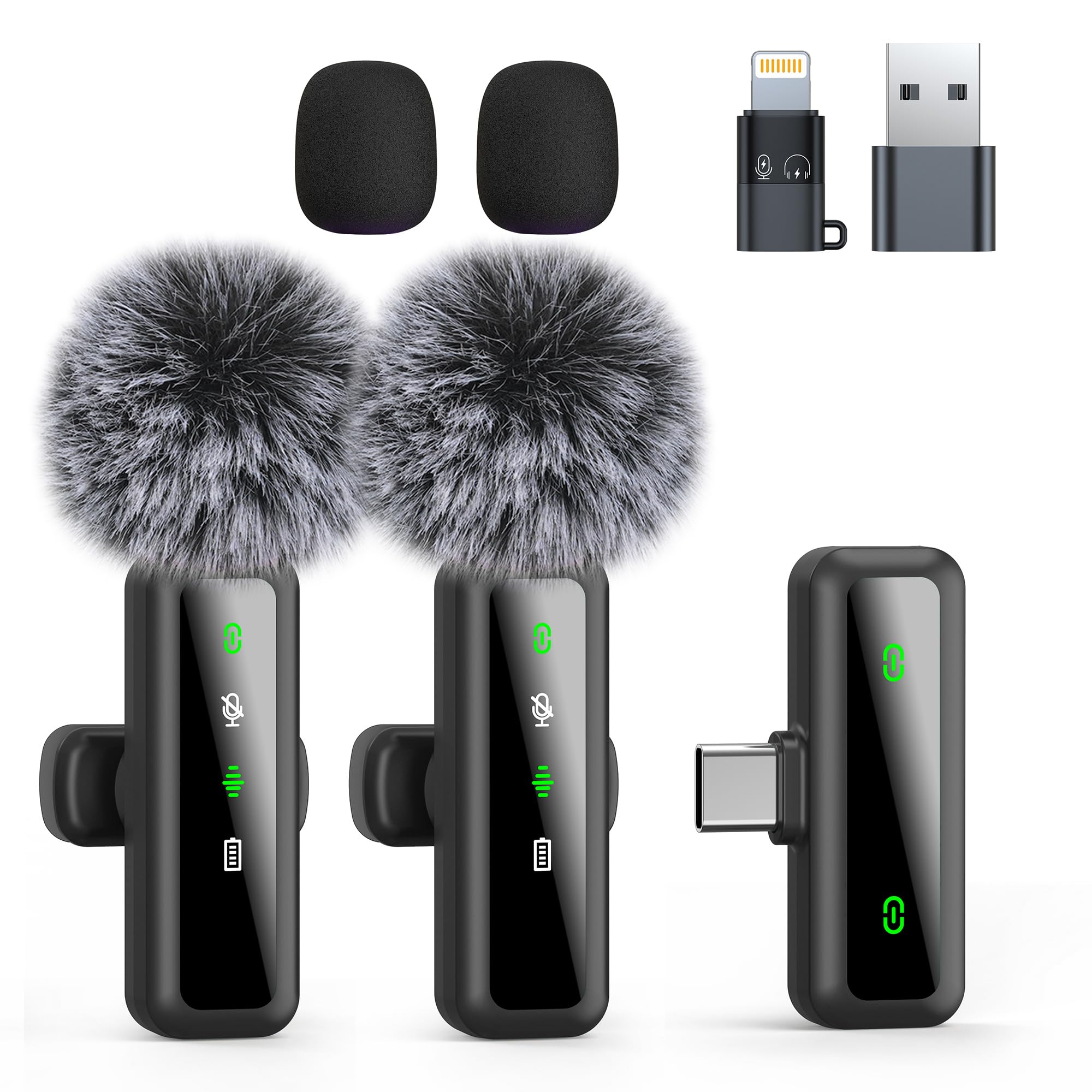 Wireless Lavalier Microphone for iPhone - iPad, Android Phone Computer, Mini Mic