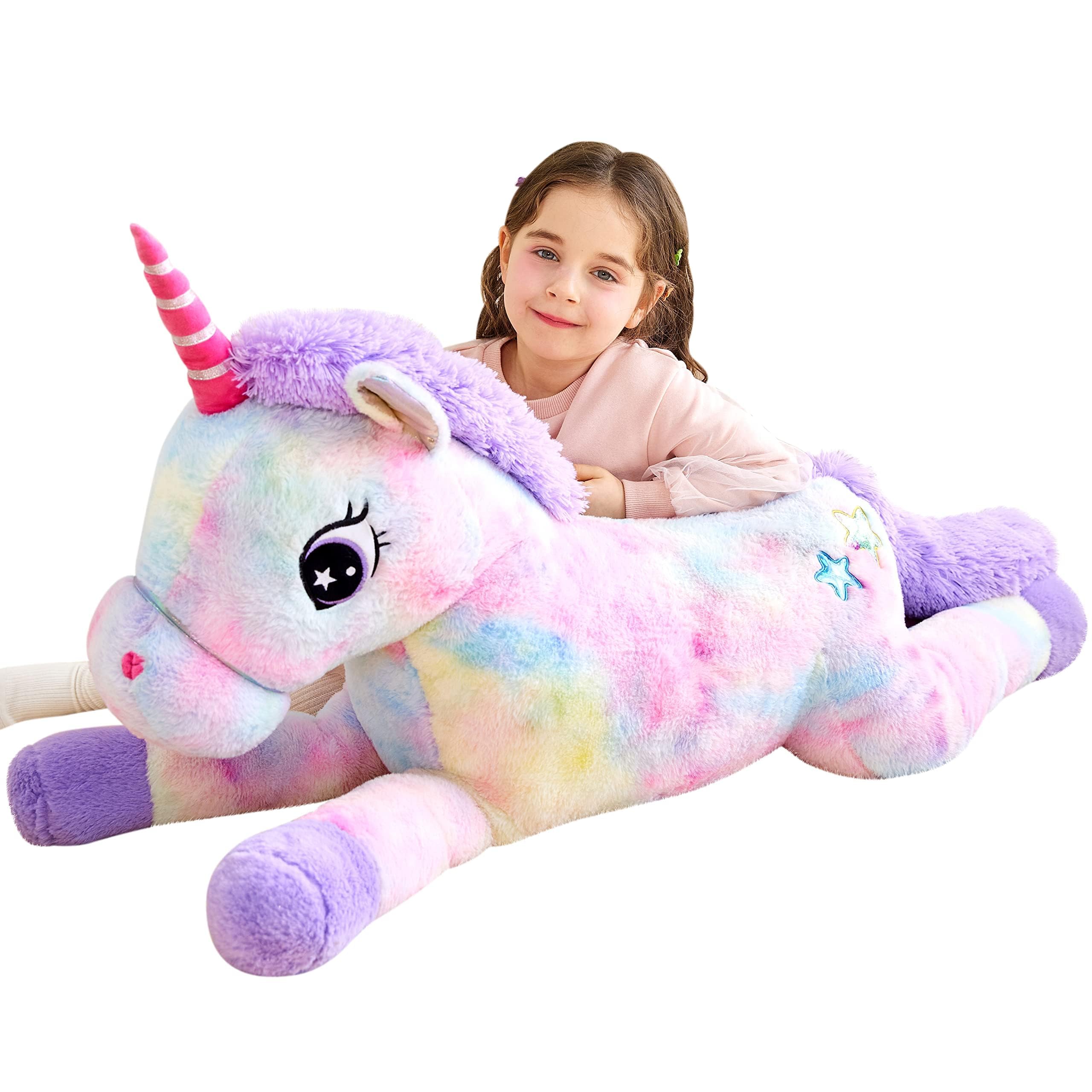 IKASA 43" Giant Unicorn Stuffed Animal,Zipper-Free Plush, Full Stuffing | True-t