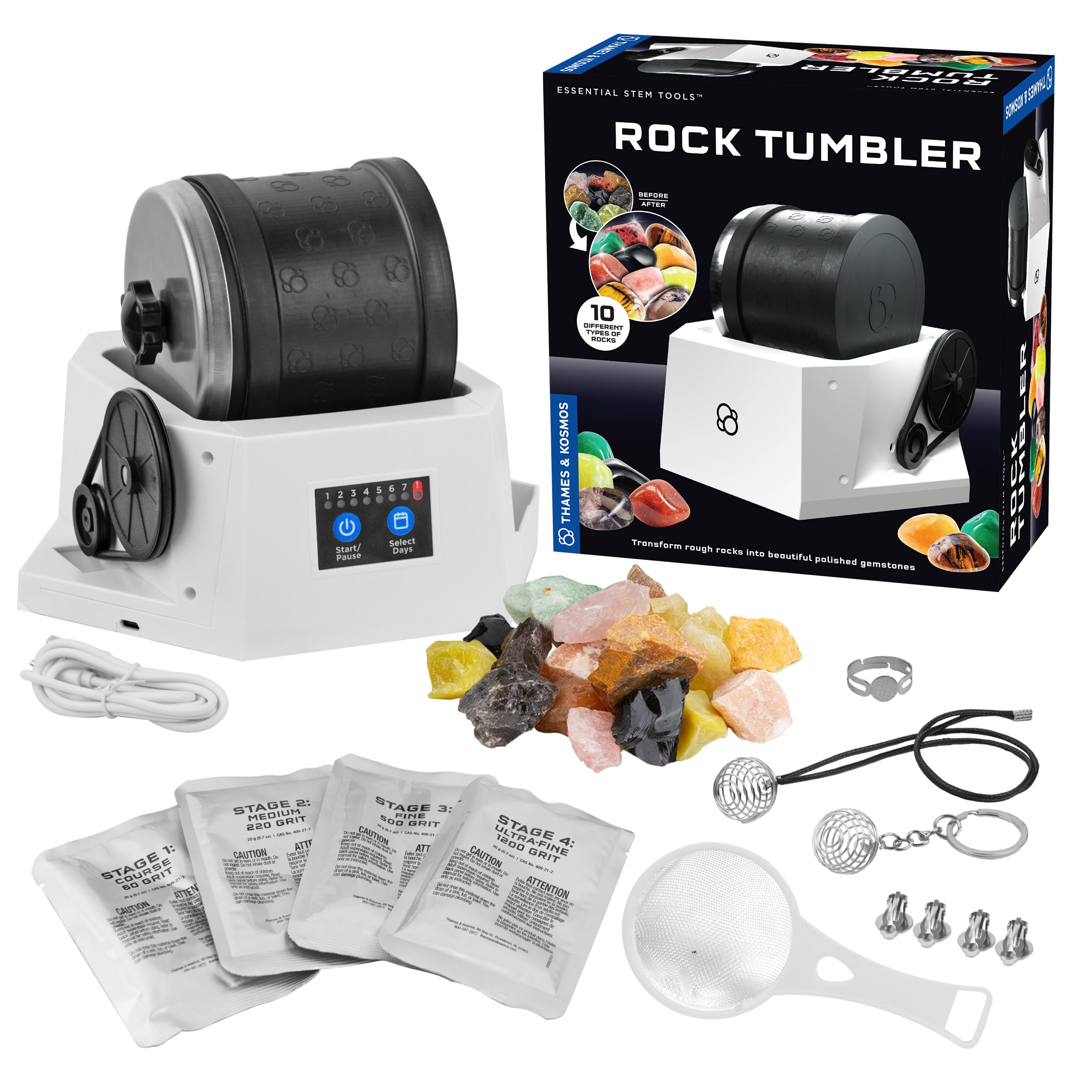 T&K Essential STEM Tools - Rock Tumbler | Geology Set | Explore Erosion, Weather