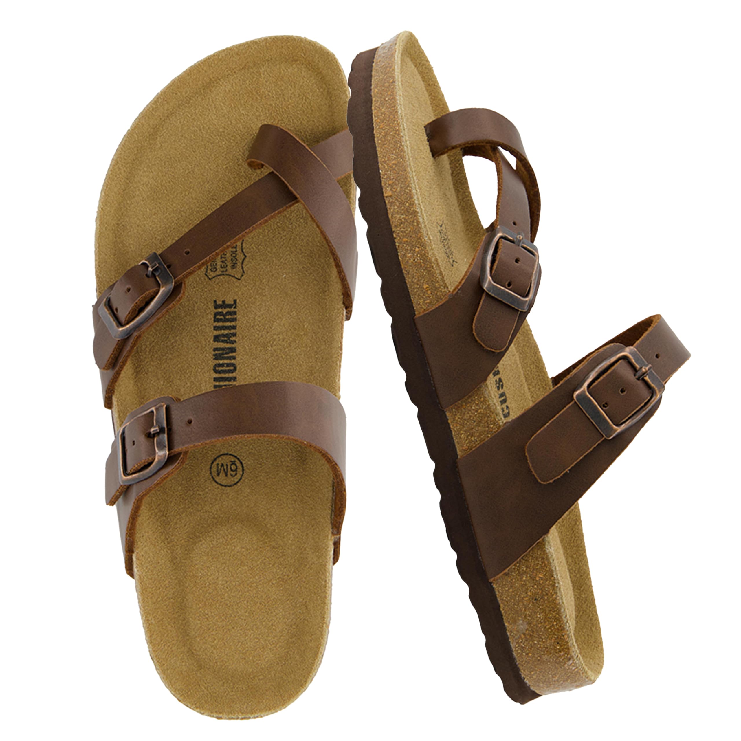 CUSHIONAIRE Luna Cork Footbed Sandals for Women with Crossover Straps