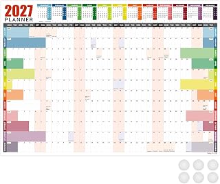 Giftinghouse 2027 Wall Planner UK A1 Year to View - Jan 2027 To Dec 2027 Large 84.5 x 60 cm Full Year Wall Planner 2027 – with Notes Space Ideal for Home, Office, School & Planning