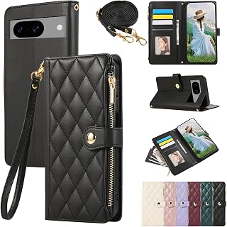 For Google Pixel 8a Case, Book-Style Google Pixel 8a Case, Diamond Pattern Pixel 8a Case, Shoulder Case, Compatible with Google Pixel 8a, Popular Women's Case, Google Pixel 8a Shoulder Strap, Card