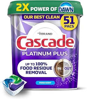 Cascade Platinum Plus Dishwasher Detergent Pods, Dish Detergent Soap, Fresh Scent, 51 Count