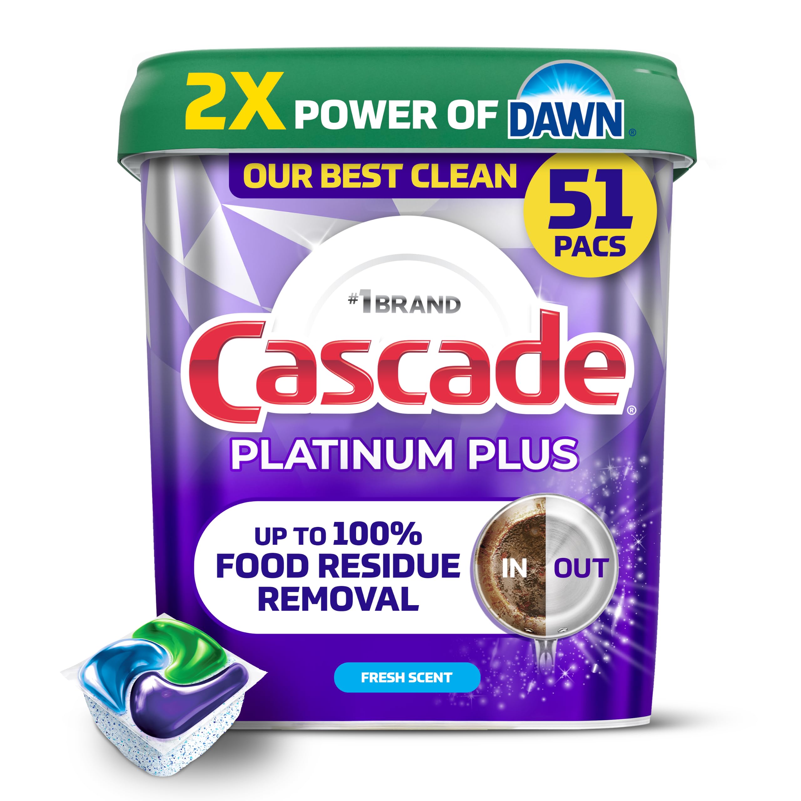 Cascade Platinum Plus Dishwasher Detergent Pods, Dish Detergent Soap, Fresh Scen