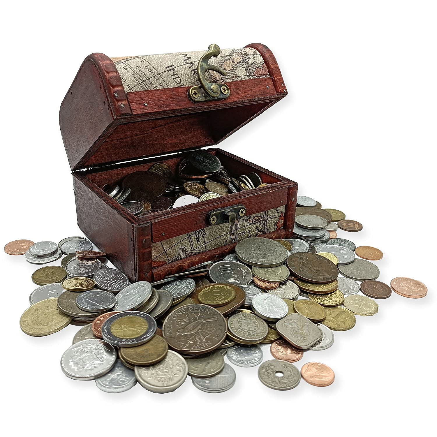 IMPACTO COLECCIONABLES Coin Collection - World Currency Treasure Chest with 2Lb.