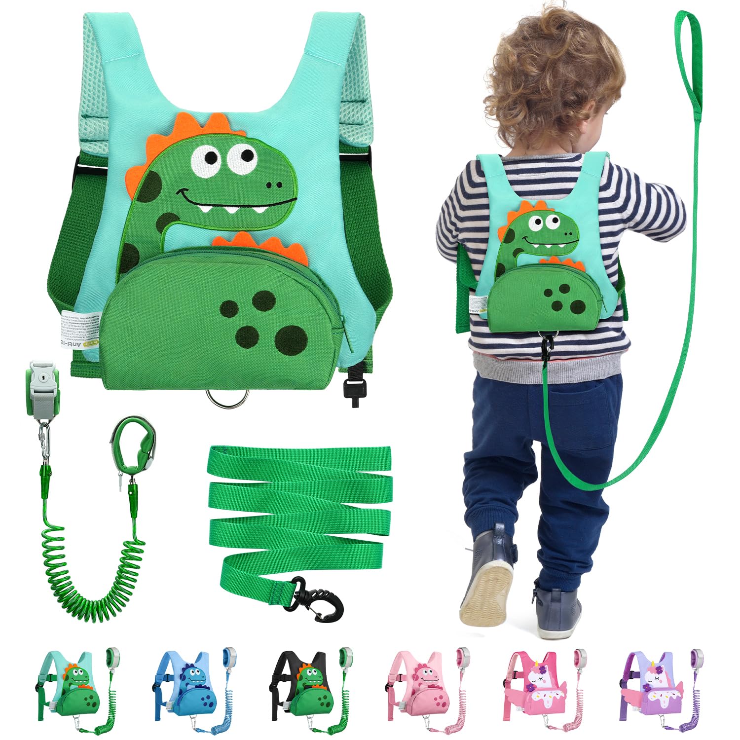 Dr.meter 3 in 1 Toddler Harness Leash with Key Lock for Boys Girls | Cute Dinosa