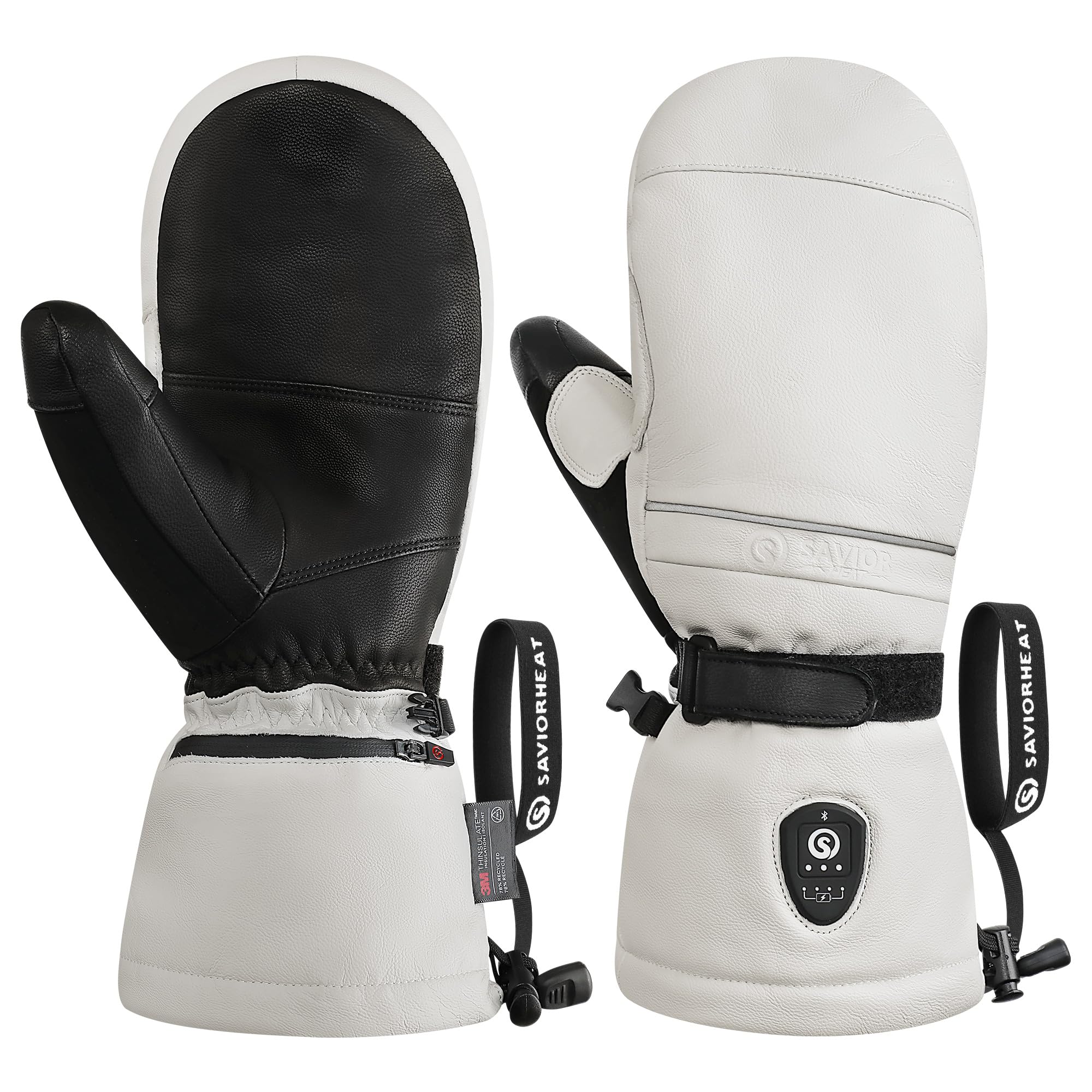 SAVIOR HEAT Heated Ski Mittens 3.0 for Men Women, 3000mAh Rechargeable Battery E